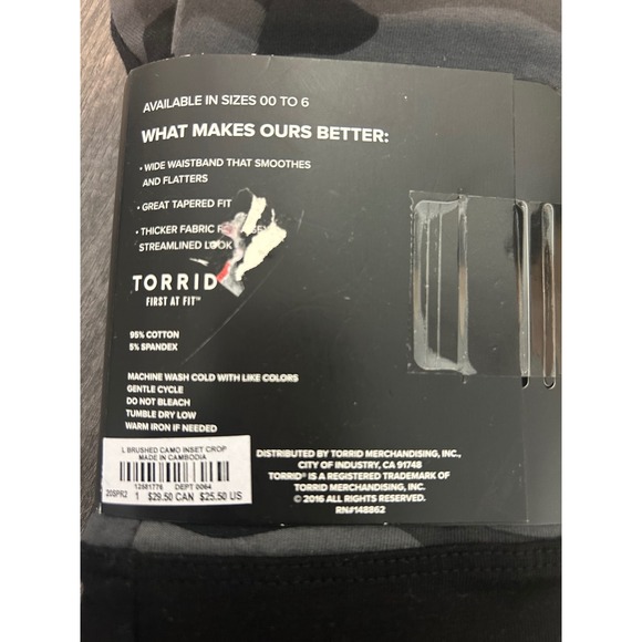 Torrid Premium Leggings Crop Length‎ Brushed Camo Inset Gray Black Size 1 - Picture 4 of 5